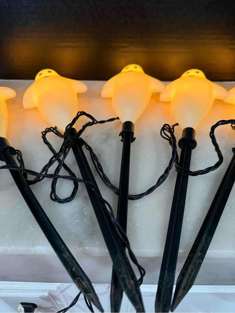 Vintage Ghost Stakes 1 Set Of 5 Halloween Light Up